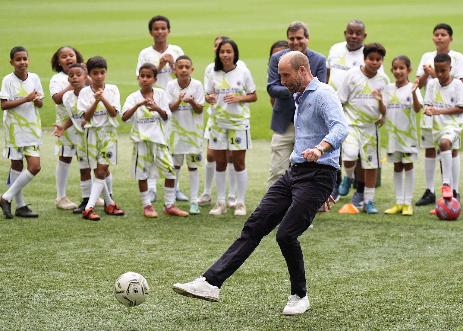 Prince William joins youth football event in Rio